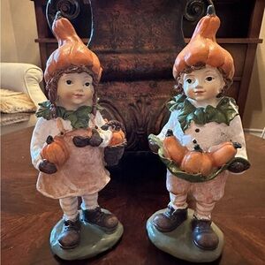 Charming Pumpkin Figurines - Orange and Green